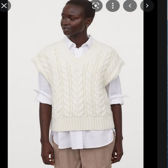 Hu0026M | Sweaters | Hm Cable Knit White Sweater Vest | Poshmark
